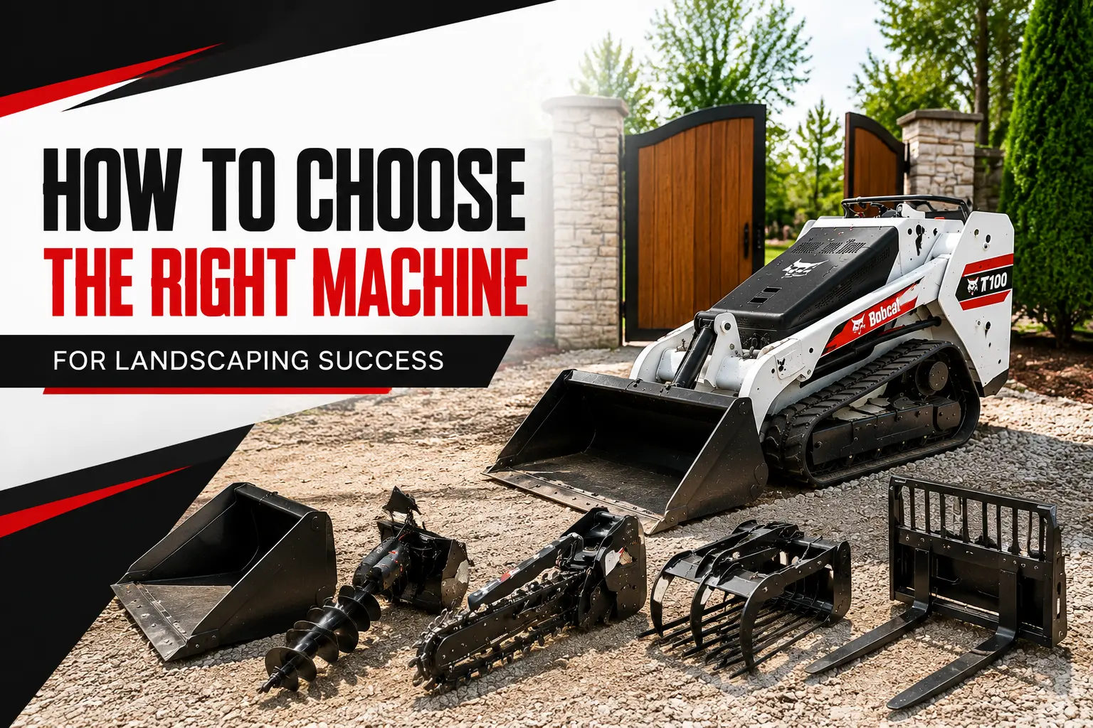 Bobcat MT100 mini skid steer with attachments for choosing the right landscaping machine