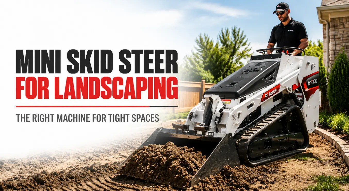 Bobcat MT100 mini skid steer rental for landscaping projects on Long Island
