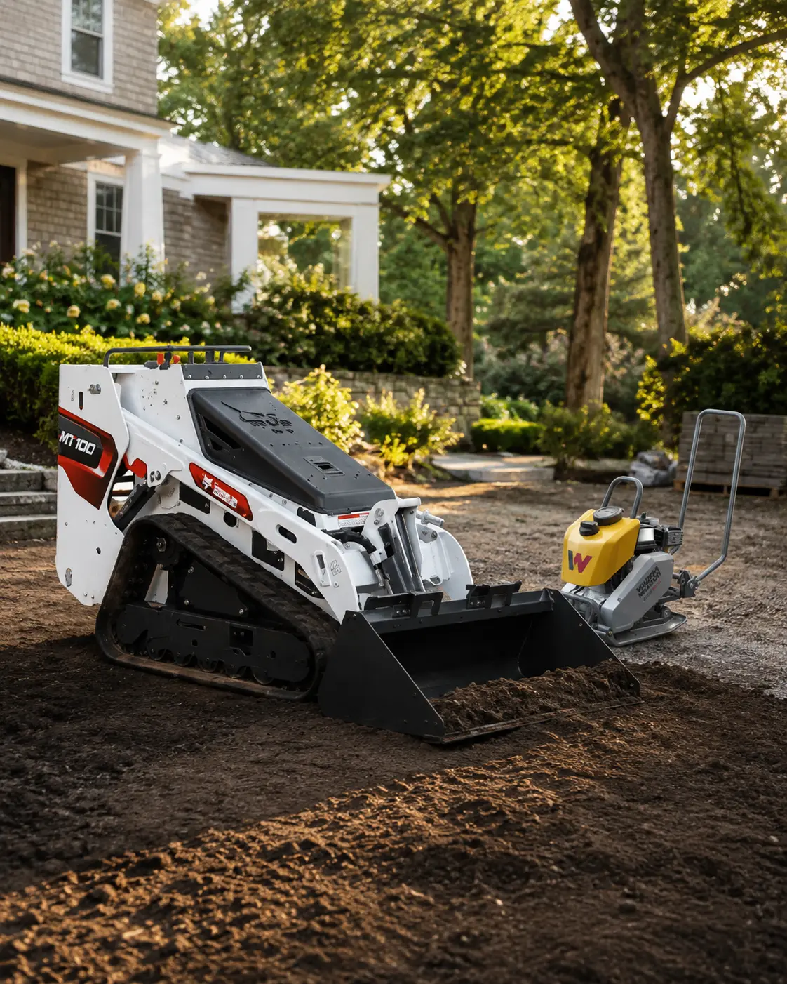 Bobcat MT100 mini skid steer for landscaping projects on Long Island