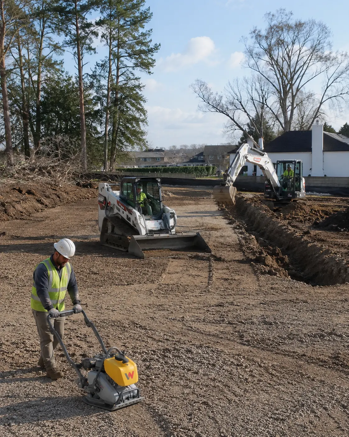 Site preparation equipment for grading excavation and trenching